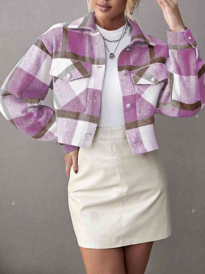 Drune | Karierte Kragenknopf Jacke
