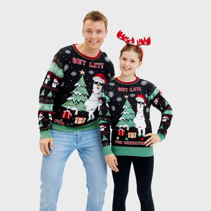 Drune | Get Lit Llama Weihnachten Weihnachtspulli - Herren