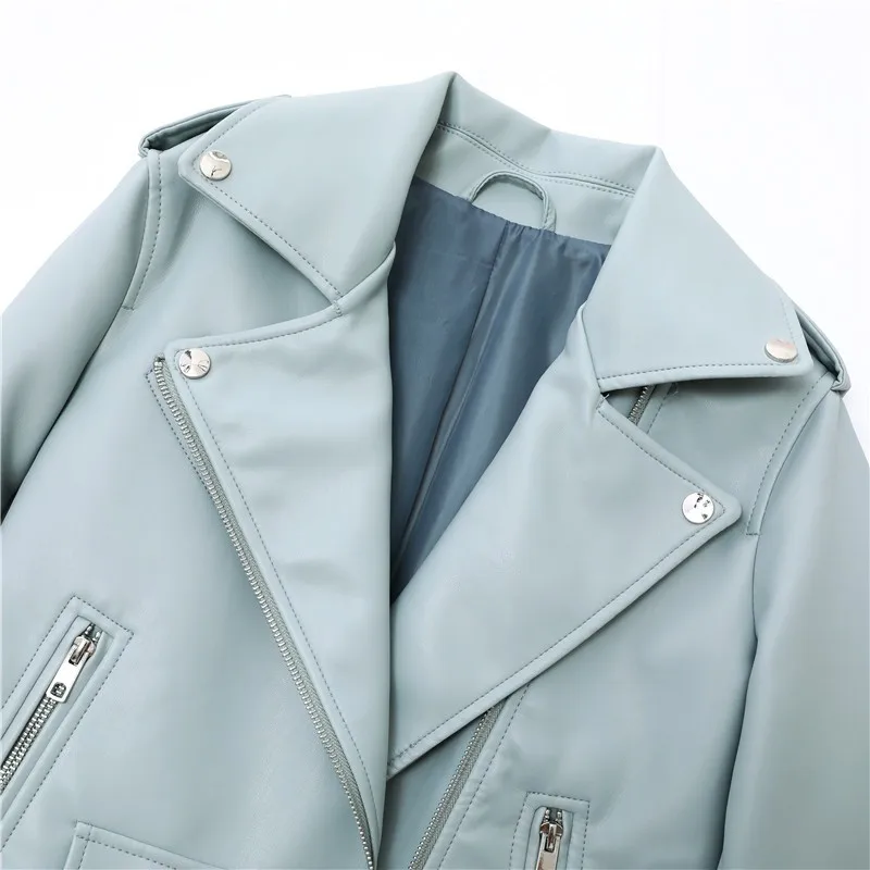 Drune | Damen-Biker-Lederjacke mit Reißverschlüssen und Gürtel