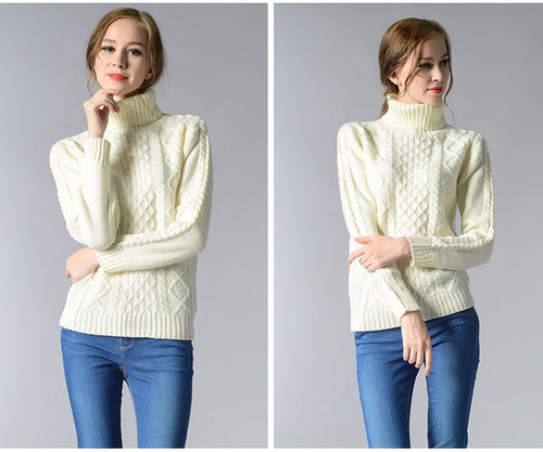 Drune | Damen Rollkragenpullover mit langen Ärmeln und Kabelstrick