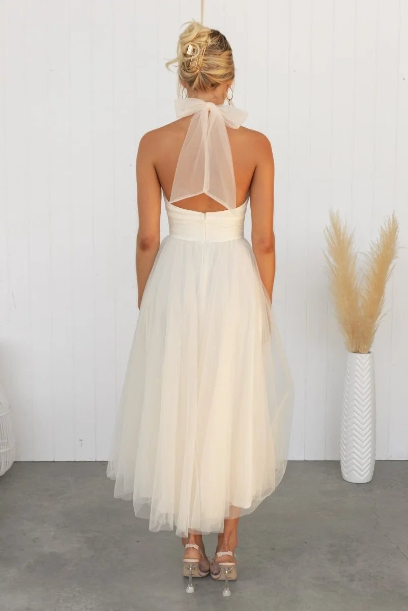 Drune | Halter Tüll Midi Kleid