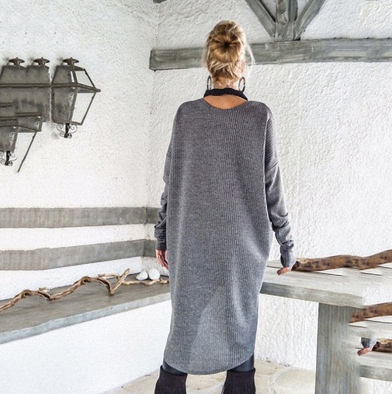 Drune | Strickpullover Asymmetrisches Design Langärmelig Übergroß Fit Weich Und Warm