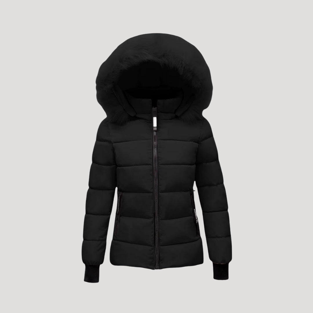 Drune | Damen Pufferjacke mit Pelzkapuze & Wattierte Jacke