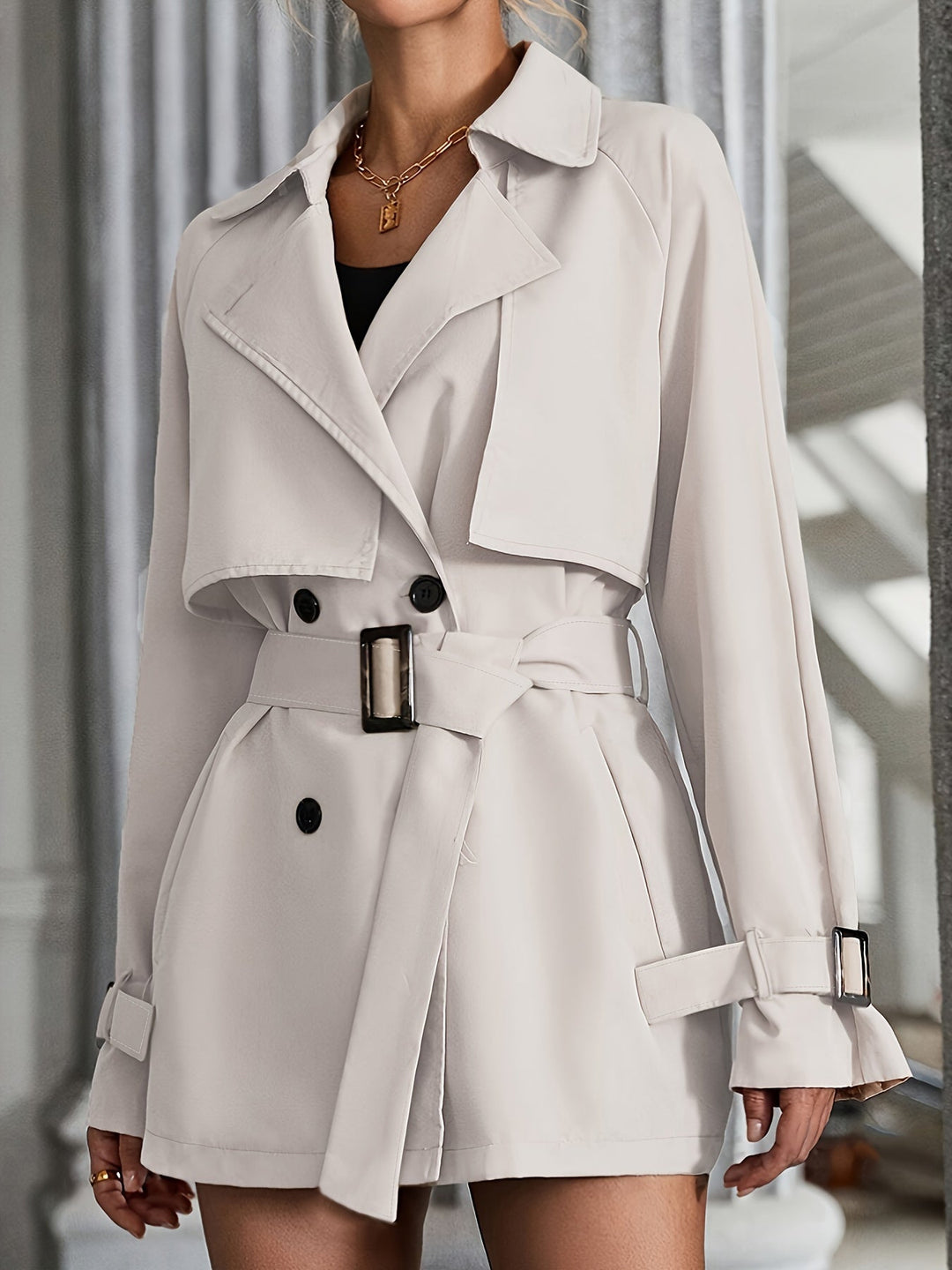 Drune | Trenchcoat mit Gürtel und langen Ärmeln für Damen - Ideal für jeden Anlass