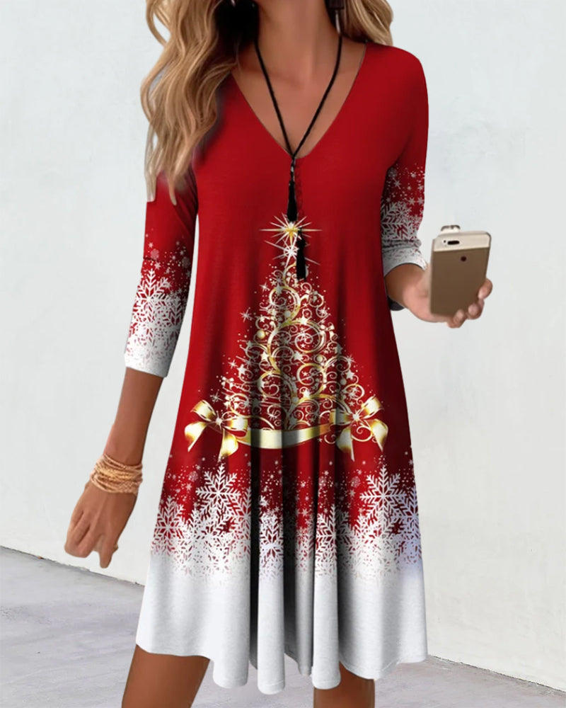 Drune | Stylischer Charme V-Ausschnitt Winterkleid