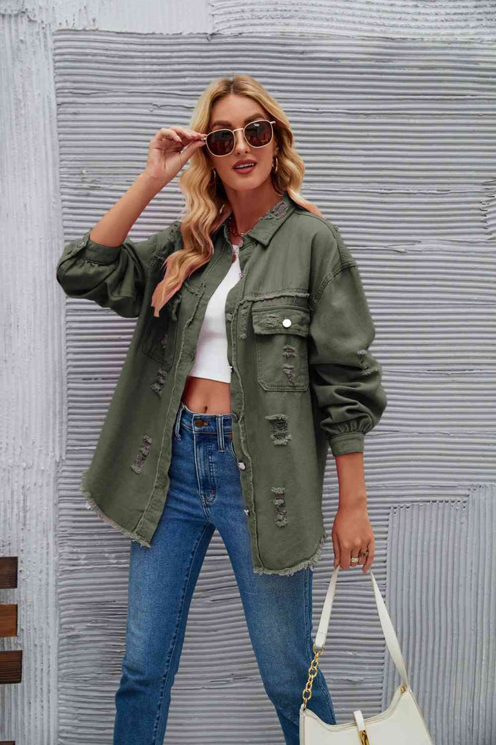 Drune | Zerrissene Rohsaum-Denimjacke