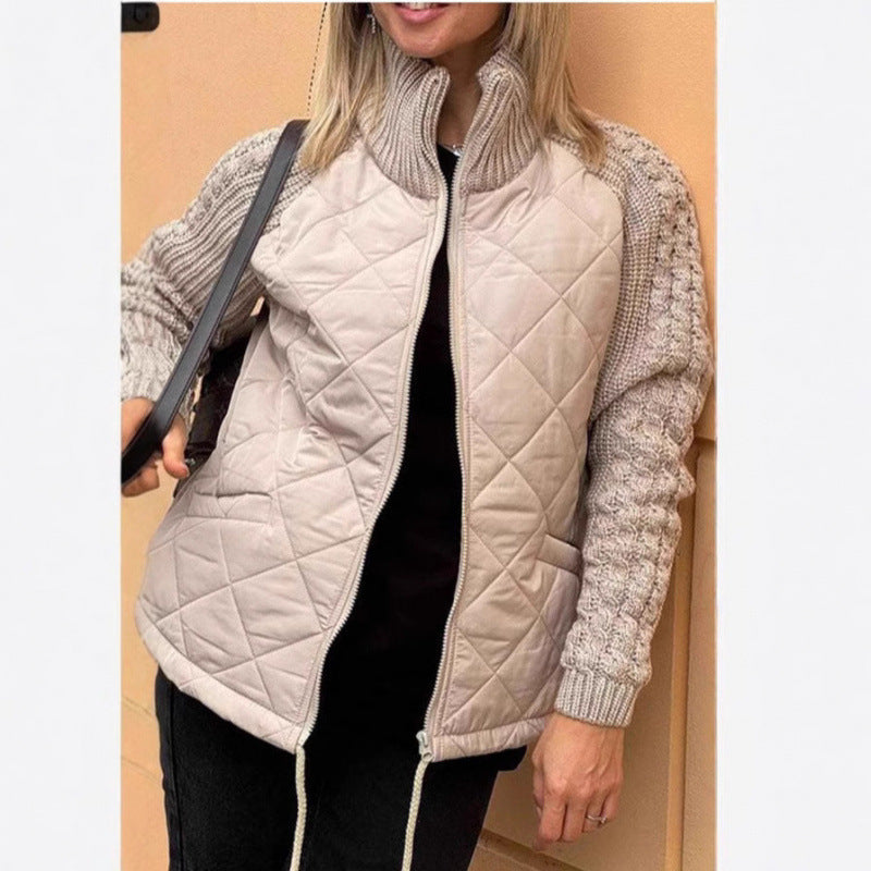 Drune | Cozy quilted jacket with knitted sleeves for women
