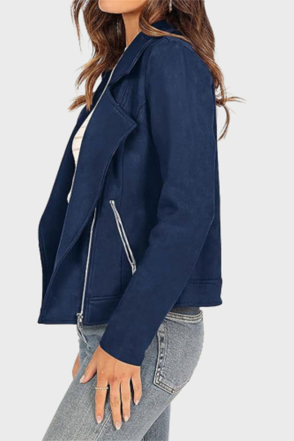 Drune | Wildleder Cropped Bikerjacke