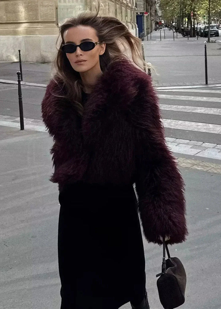 Drune | Kunstpelz Winterjacke in Burgunder