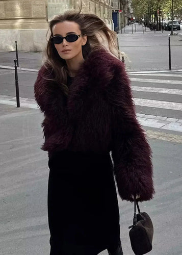 Drune | Kunstpelz Winterjacke in Burgunder