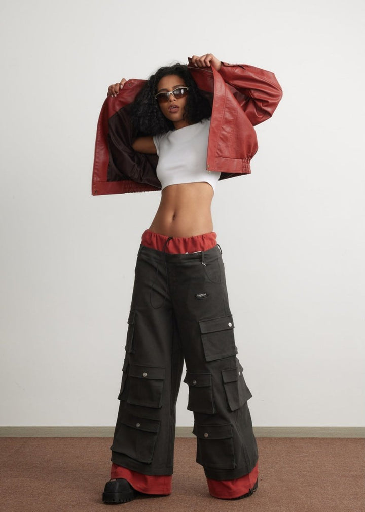 Drune | Rote Lederjacke - Unisex Mode