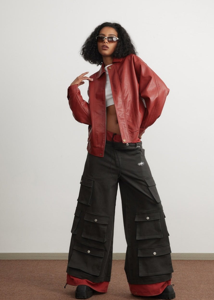Drune | Rote Lederjacke - Unisex Mode