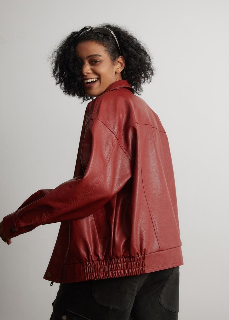 Drune | Rote Lederjacke - Unisex Mode