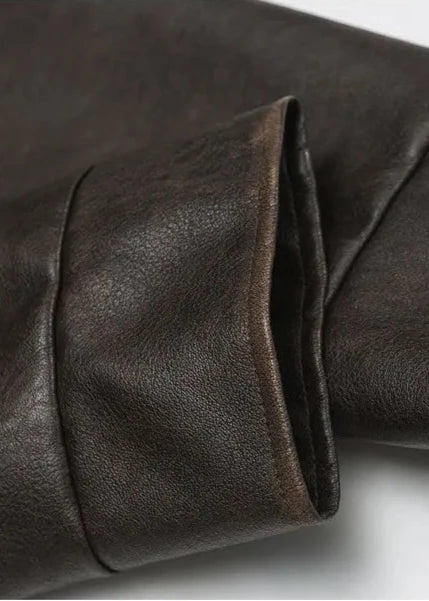 Drune | Lässige PU-Lederjacke mit Stehkragen