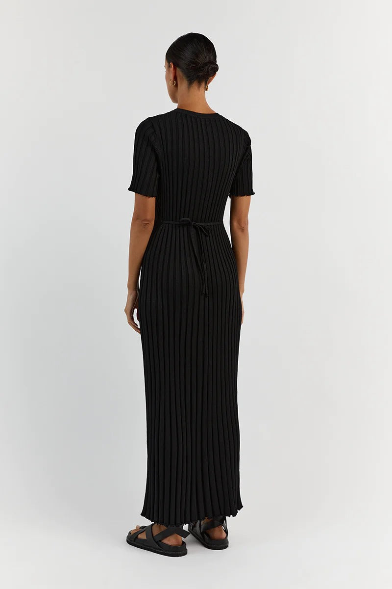 Drune-Strickkleid mit schmaler Taille und Streifenmuster