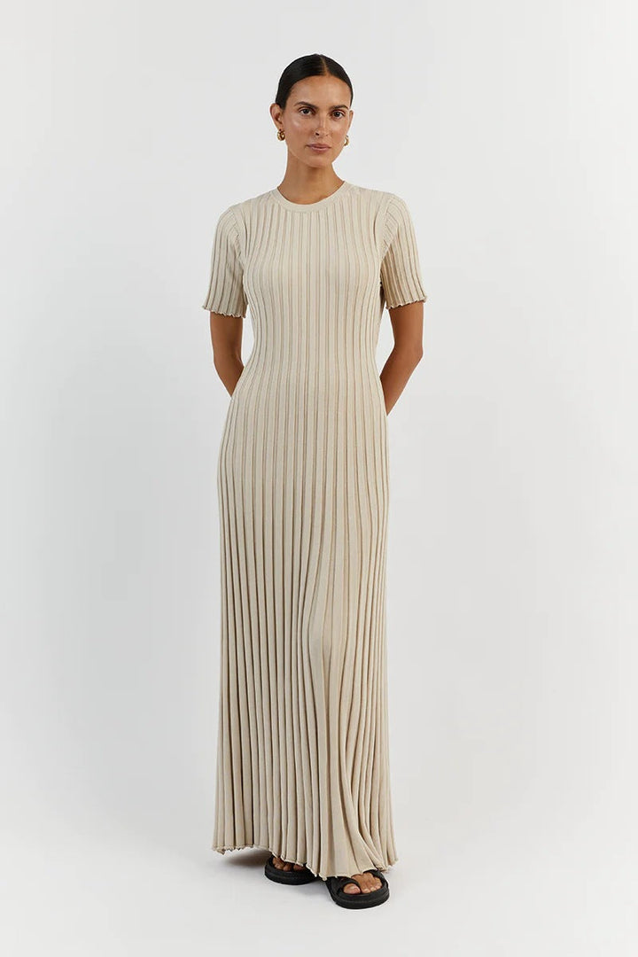 Drune-Strickkleid mit schmaler Taille und Streifenmuster