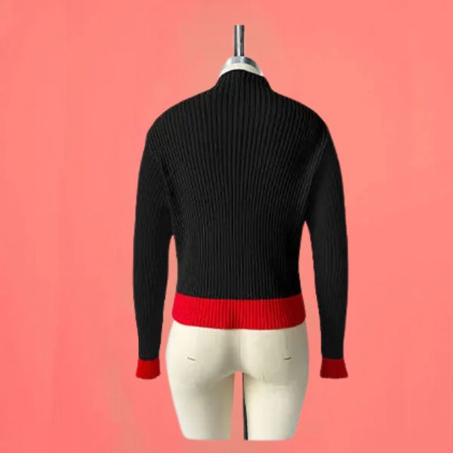 Drune | Gerippter Strickpullover mit Herz-Intarsien