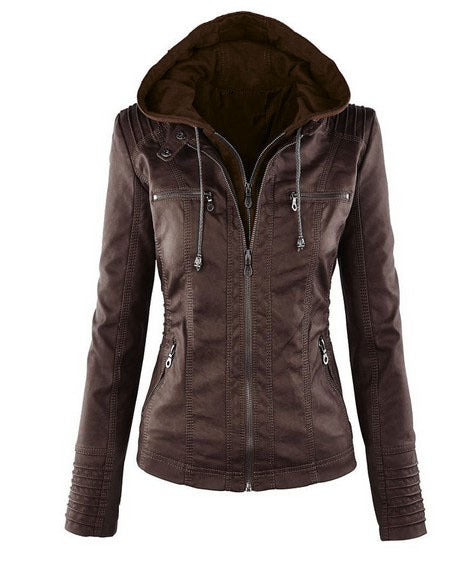 Drune | Damen Lederjacke Mit Kapuze