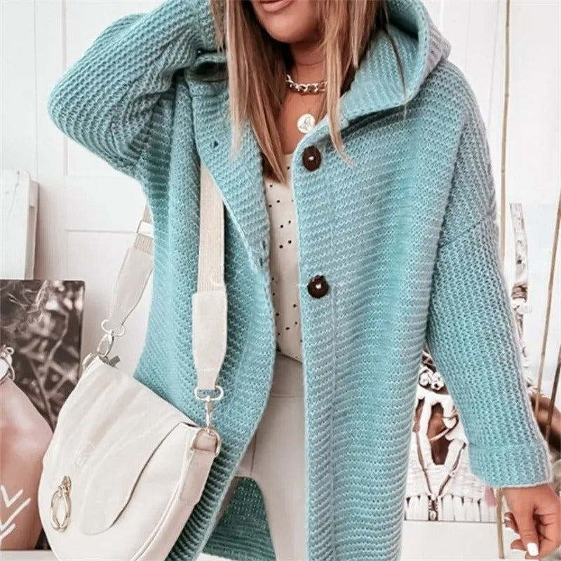 Drune | Eleganter Damen Cardigan Mit Kapuze Kaschmir Look