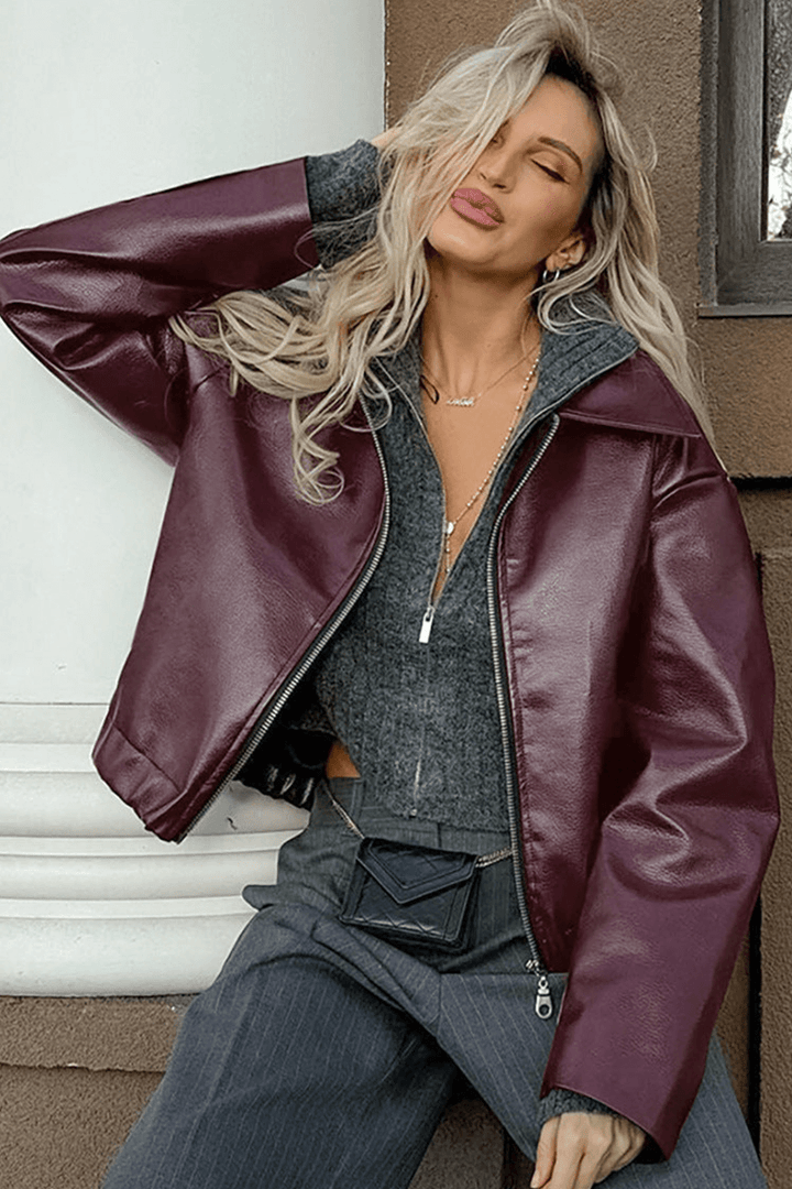 Drune | Kurze Kunstlederjacke