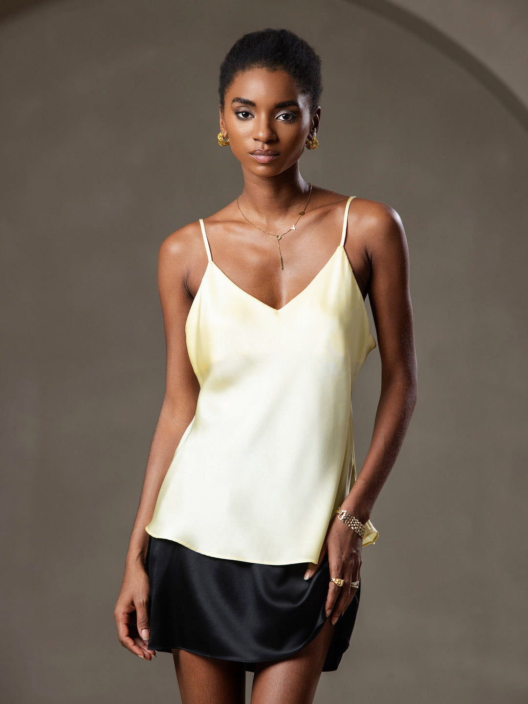 Drune | V-Ausschnitt Reine Seide Spaghettiträger Camisole Top