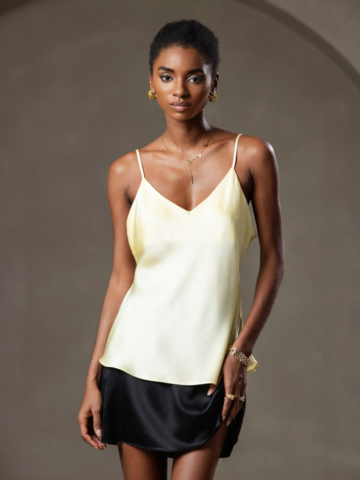 Drune | V-Ausschnitt Reine Seide Spaghettiträger Camisole Top