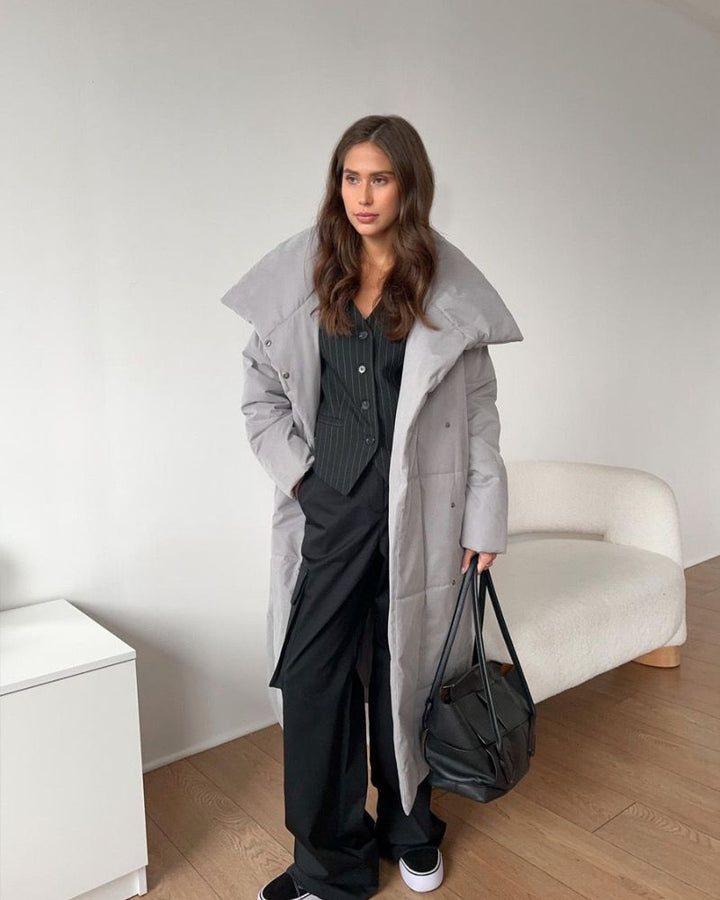 Drune | Lange Pufferjacke mit Gürtel