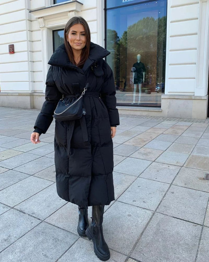 Drune | Lange Pufferjacke mit Gürtel