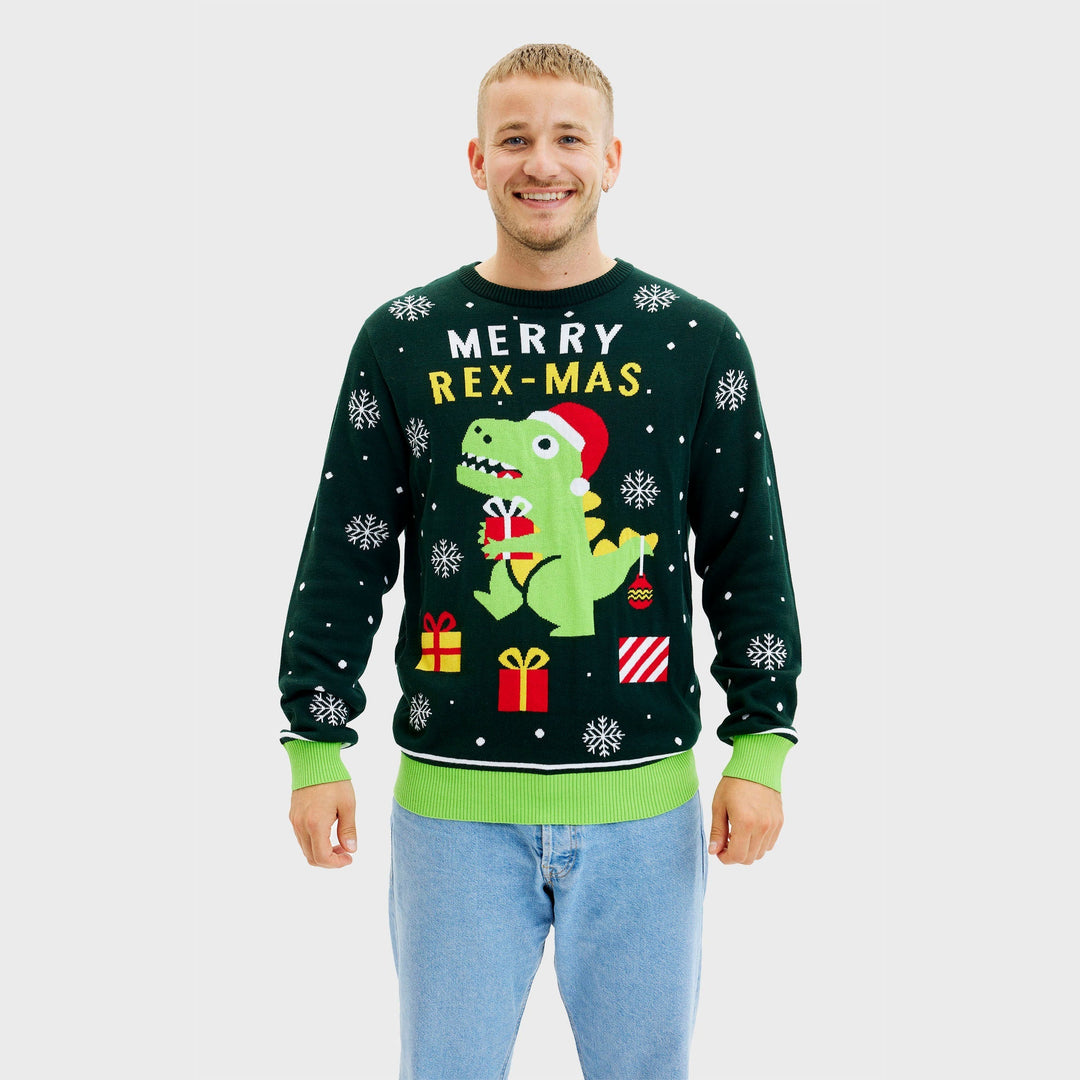 Drune | Lustiger Dino Weihnachtspullover - Herren