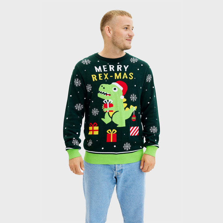 Drune | Lustiger Dino Weihnachtspullover - Herren