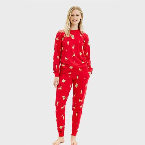 Drune | Elegante rote Weihnachts-Pyjama - Damen