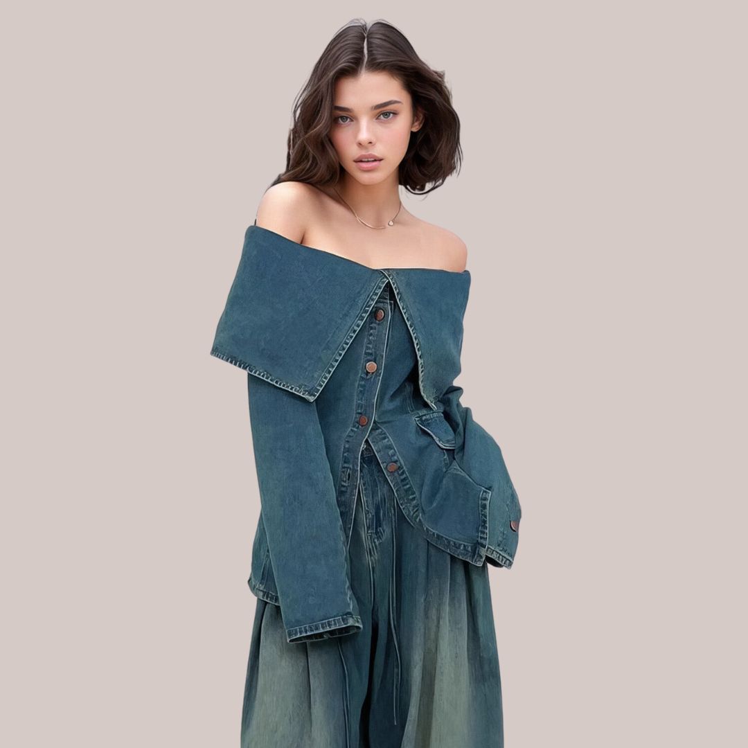 Drune - Stilvolle Jeansjacke mit Knopfdetails