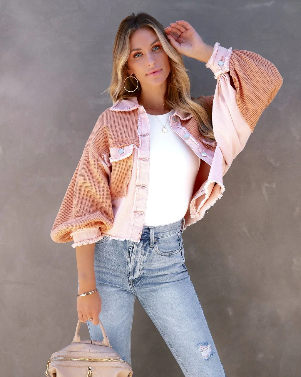 Drune | Distressed Patchwork-Jacke mit Glockenärmeln