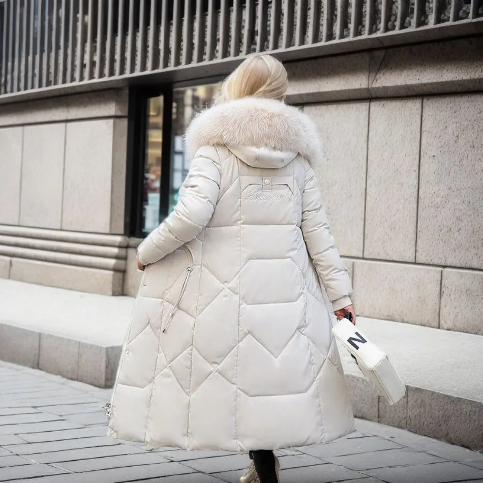Drune | Damen Stepp Wintermantel – Vollständig – Fellbesatz Kapuze – Taillierte Passform – Warm