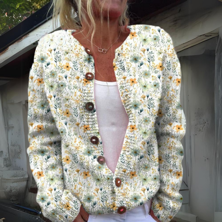 Drune | Elegante Strickjacke mit Blumenmuster für Damen