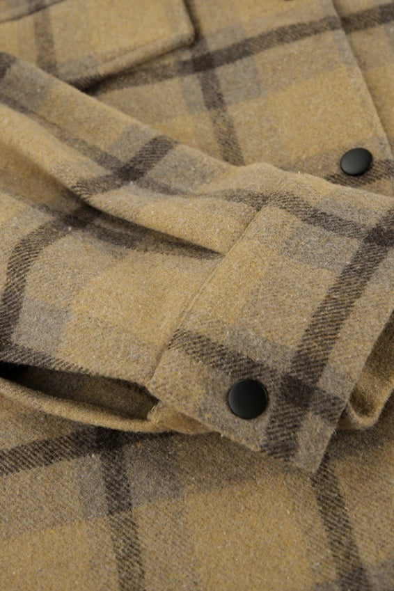 Drune | Passform Karomuster Wollmantel Jacke