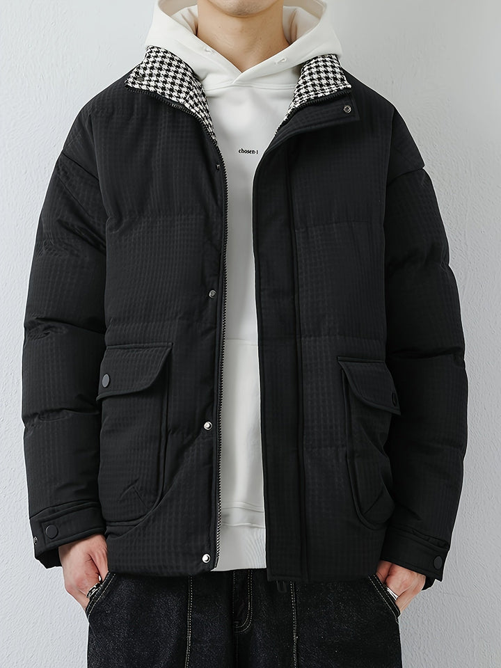 Drune |  Herren Winterjacke mit Stehkragen - Warme Übergangsjacke mit großen Taschen & Druckknöpfen