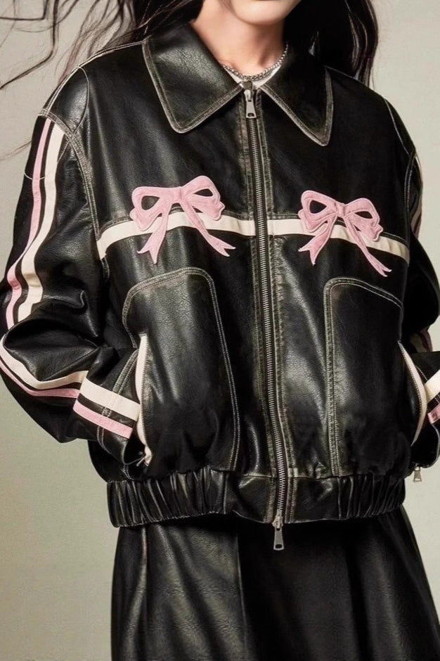 Drune | Dekor Faux Leder Bikerjacke
