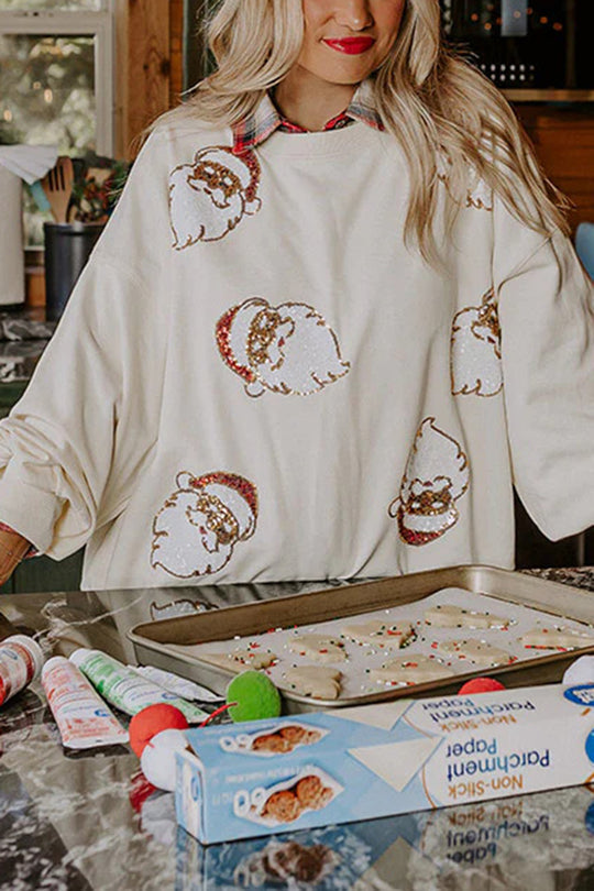 Drune | Weihnachtsmann Pailletten Lässiges Lockeres Sweatshirt