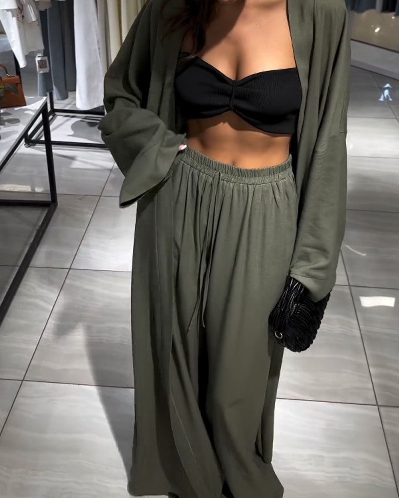 Drune | Leinen Kimono Und Hosen Satz