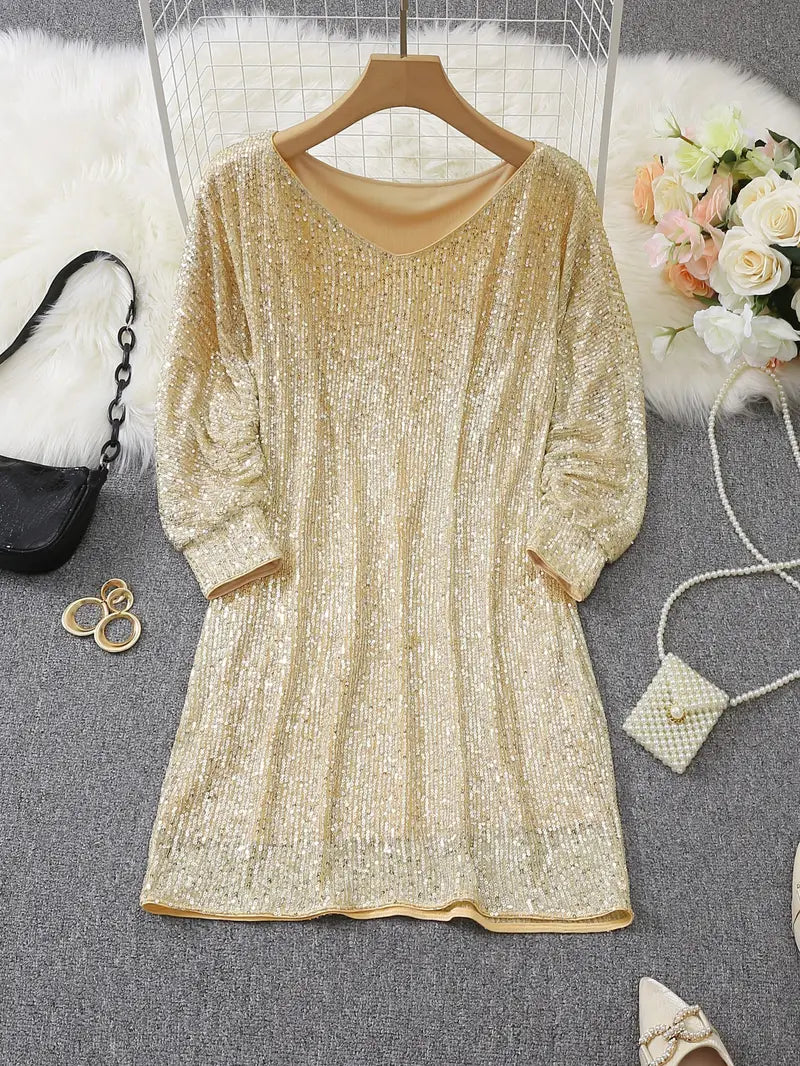 Drune | Party Paillettenkleid mit Kontrast