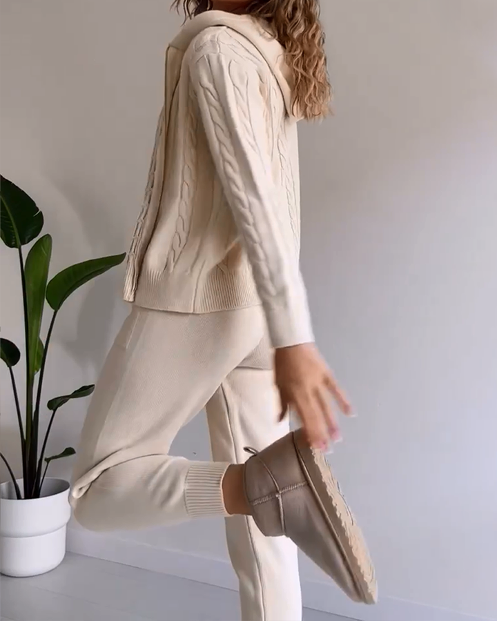 Drune | Casual jacquard cardigan set with twist design