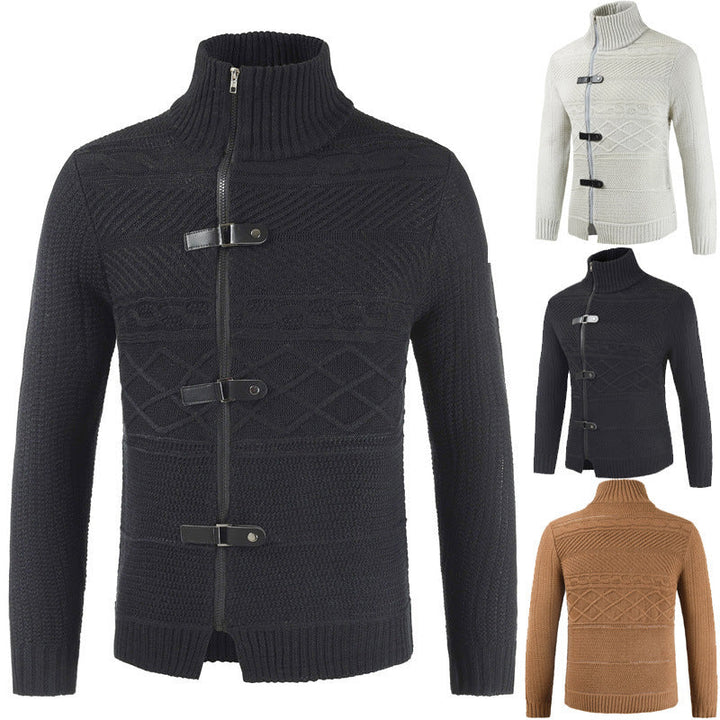 Drune | Rollkragenpullover mit stylischem Reißverschluss und Knopfverschluss