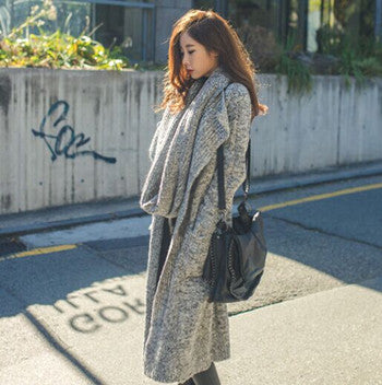 Damen Strickmantel mit Kapuze und gemütlichem Oversized-Schnitt Drune