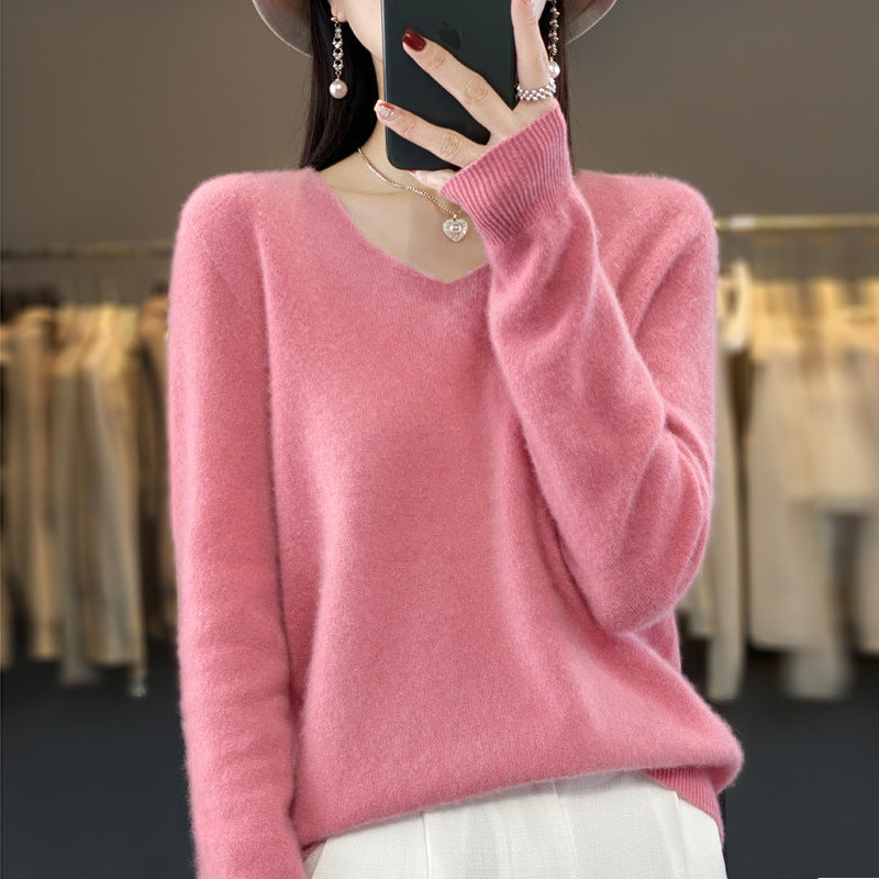 Drune | Lockere Damenpullover mit V-Ausschnitt für Herbst und Winter