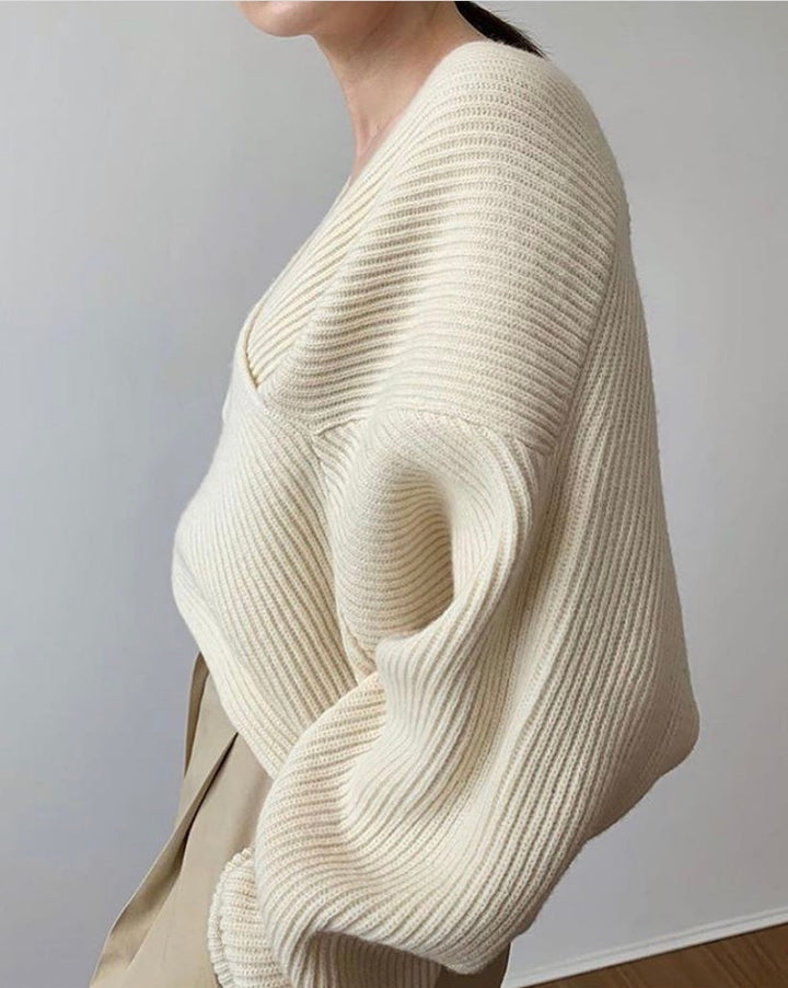 Drune | Rippstrick-cross-over-pullover Weich und Elegant Moderne Passform