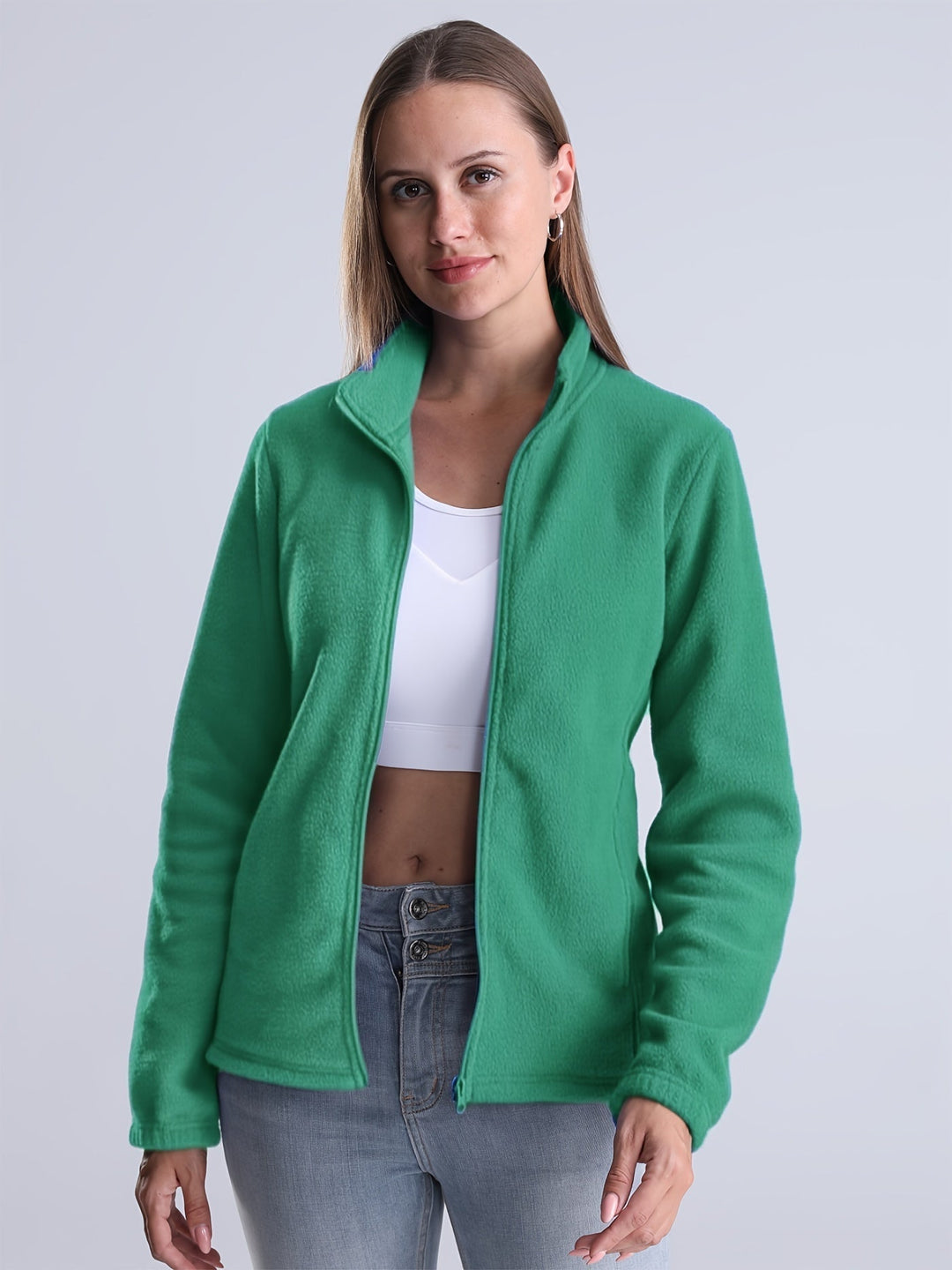 Drune | Einfarbige Fleecejacke mit Reißverschluss und Taschen