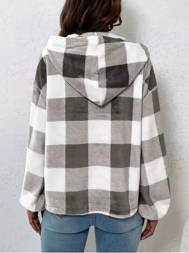 Drune | Flannel Karierter Hoodie Baumwolle und Polyester Trendig und Komfortabel