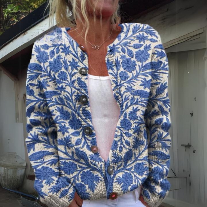 Drune | Elegante Strickjacke mit Blumenmuster für Damen