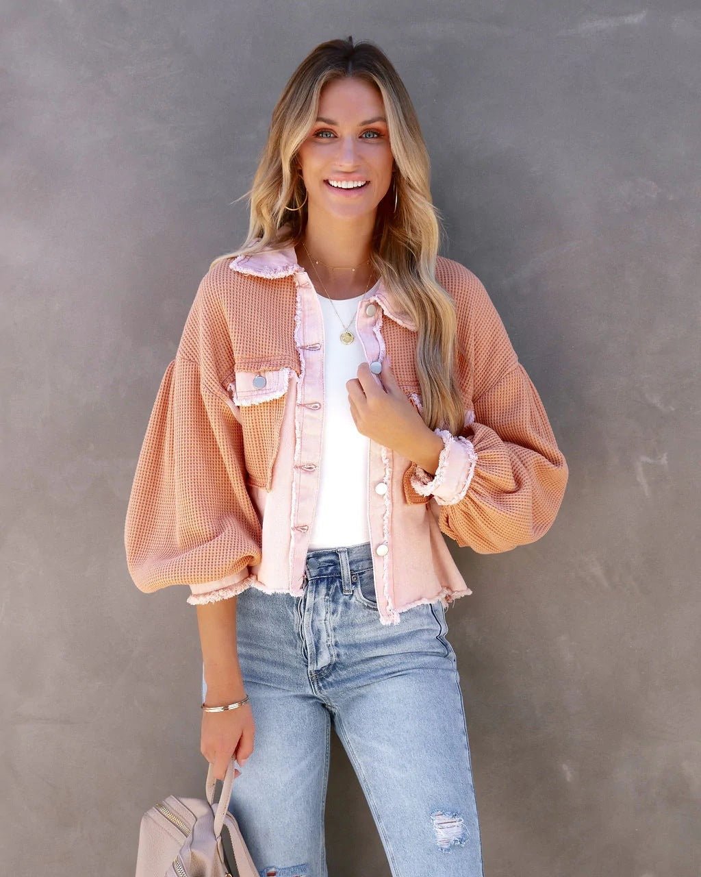 Drune | Tone Cropped Denim Jacke - Ballonärmel - Trendy Schichtelement - Lässiger Stil